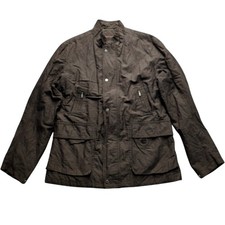 Nigel Hall Jacket Mens Large Brown Khaki Cotton Blend Quilted Full Zip Metal