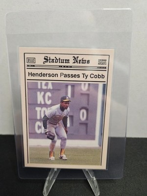 Rickey Henderson 1990 Stadium News #NNO (UNL - 10,000 print) passes Ty Cobb