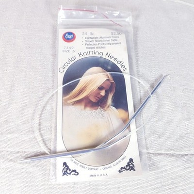 Vintage Boye Aluminum Circular Knitting Needles 24'' Size 6 USA Silver