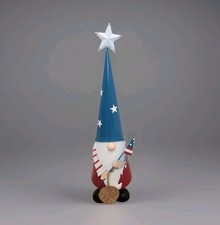 NEW Patriotic Garden Gnome With Blue Hat And American Flag That Bounces 22"