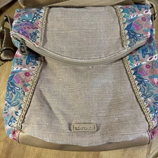 Sakroots Foldover Crossbody Shoulder Bag Floral Tan The Sak Pockets