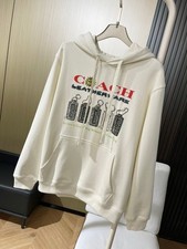 NWT COACH Men's beige signature Hoodies Hat Coat cardigan Organic Cotton