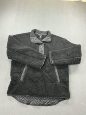 Athleta Jacket Womens Small Black Sherpa Fleece Snap Pullover Quilted Hem