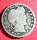 1897O US Barber SILVER Quarter "New Orleans" Mint! Semi Key Date! Old US Coin!