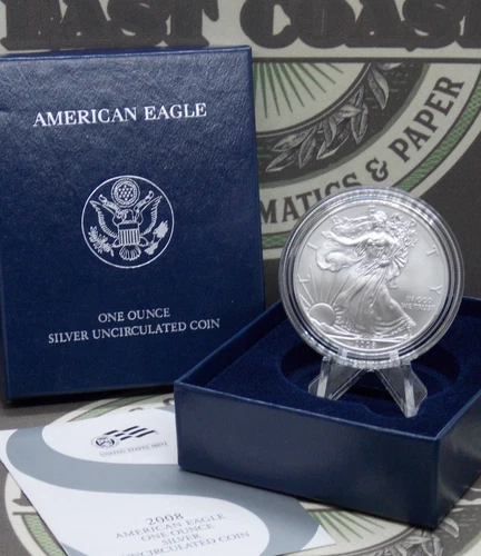 2008 "W" American *BURNISHED* Silver 1oz Eagle $1 BU UNC Box & COA ECC&C, Inc.