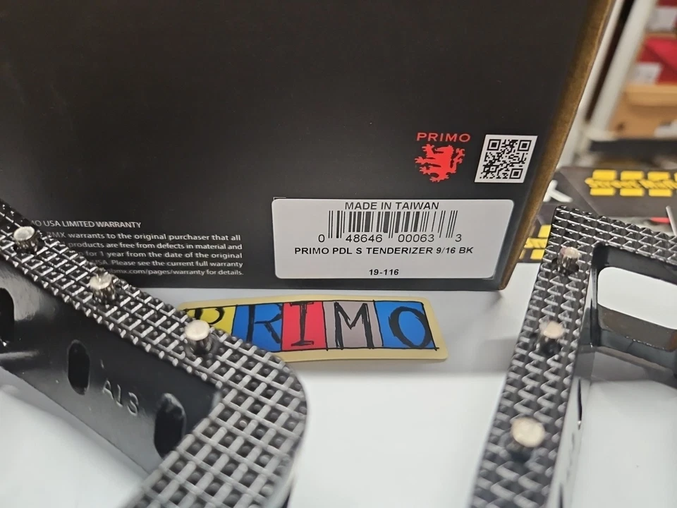 PRIMO TENDERIZER BMX BIKE PEDALS BLACK DX alloy FIT 3pc crank 9/16" FBM KINK NEW - Image 4 of 4