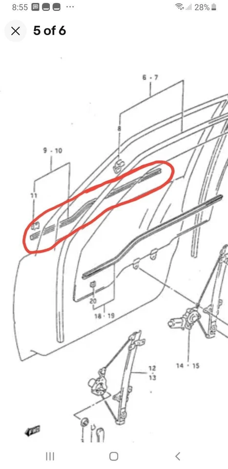 FOR SUZUKI Vitara Sidekick Escudo SE416 JLX Weatherstrip 2 Door Belt Outer - Image 2 of 3
