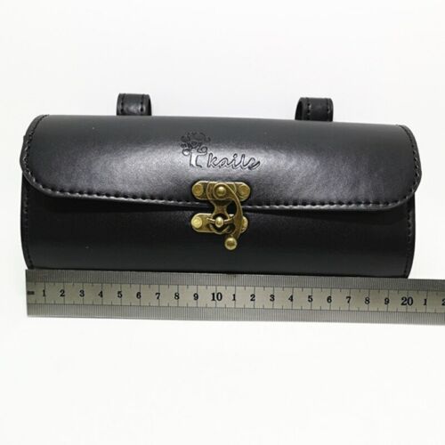 Retro Leather Bicycle Bag Tail PU Cycling Saddle Pouch Pannier Bags Horn Button - Picture 8 of 13