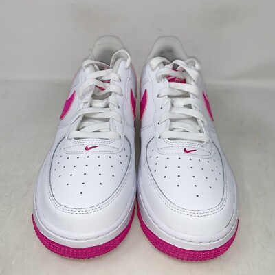 Nike Air Force 1 'Fuchsia Pink' White Sneakers, Size 6Y / 7.5W