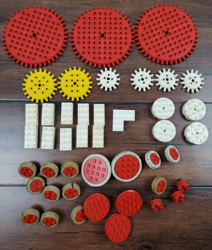 Vtg 1966 LEGO No.003 Master Mechanic Set Part Lot Gears Wheels L Brick Swivel