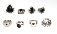 NEW! Paparazzi Stretchy Rings (Set of 8) Basic Silver Toned Black Chunky Black