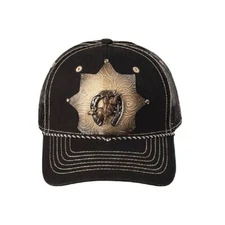 M&F Western Adjustable black BULL RIDER HORSESHOE BASEBALL CAP HAT Mesh Snapback