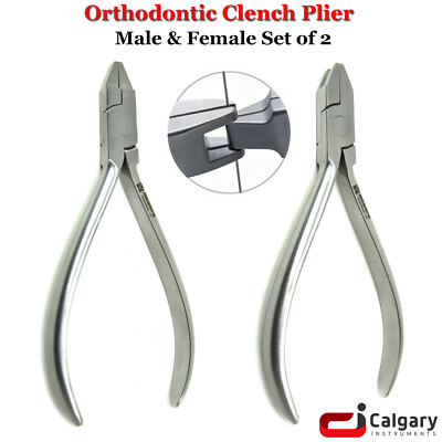 Set of 2 Orthodontic Male & Female Torquing Pliers Dentist Dental Instruments