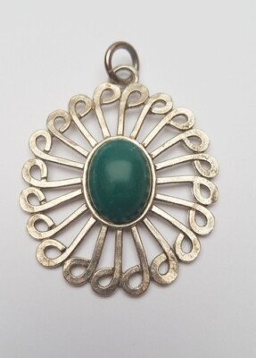 Pendentif Collier Vintage Années 70 Argenté – Motif Ajouré Relief, Occasion, Référence *3281
