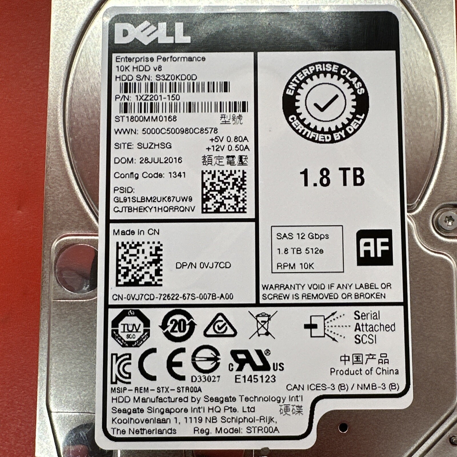 Dell SAS Internal Hard Disk Drives 2.5 In Form Factor Used Dell