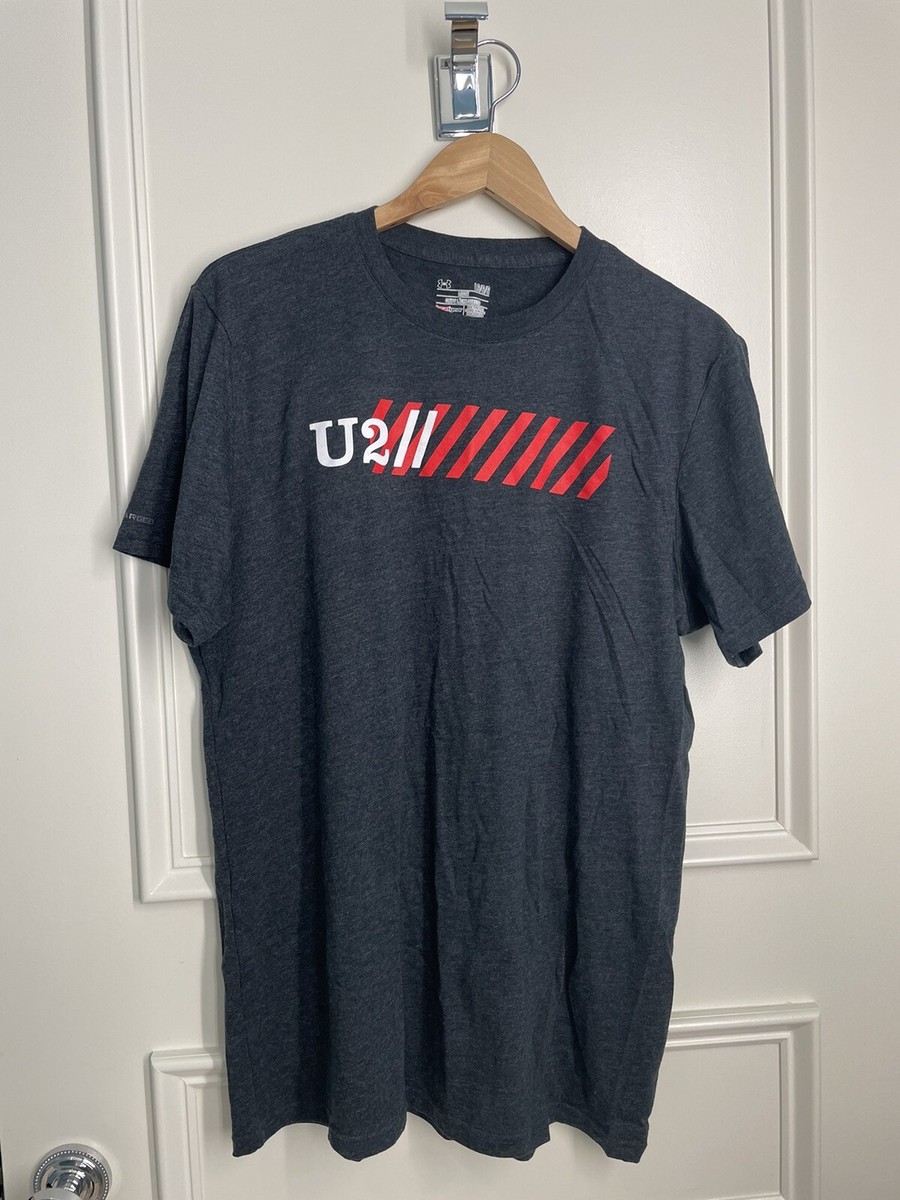 NWOT Mens Blue Under Armour U2 Bono Heat Gear Short Sleeve Graphic