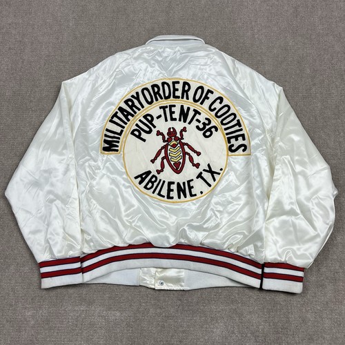 Vintage 70s Military Order Of Cooties Satin Bomber Souvenir Jacket Mens XL VFW