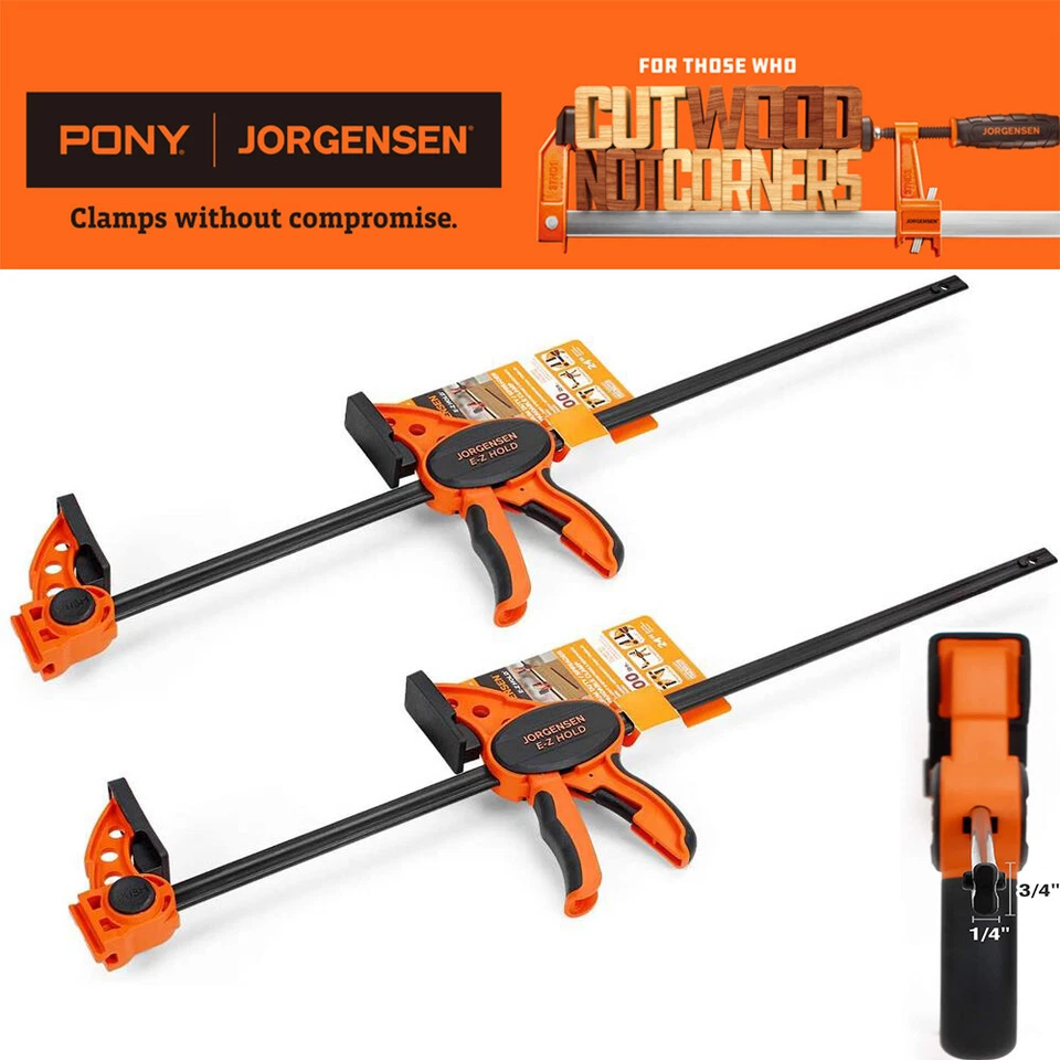 Jorgensen 24" Abrazadera/Esparcidor de una mano Paquete de 2 Abrazaderas de barra de sujeción E-Z de servicio mediano Juego Foto 2 de 4