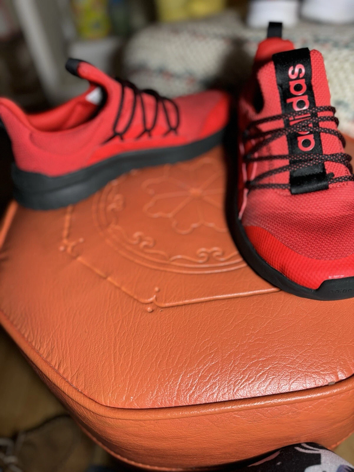 Scarpe Adidas rosse slip on racer Adapt 5.0 grandi bambini taglia 7 esigenze speciali senza cravatta