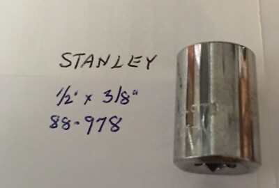 #ad Stanley 1 2quot; x 3 8quot; Dr Standard Socket 6 Pt # 88 978 Chrome Finish Free Ship $9.96