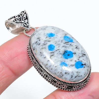 Burma K2 Azurite Gemstone 925 Sterling Silver Stylish Jewelry Pendant 2.09'' s007