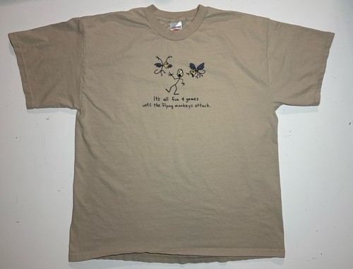 Vintage It’s All Fun & Games Until Flying Monkeys Attack Shirt Size XL 90s Y2K