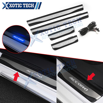 For Accord 10th Gen 2018-22 Blue LED Light Door Entry Sill Guard Plate Protector