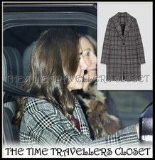 Zara Wool Check Checked Wool Plaid Coat Aso Royal Celebrity Kate Size Xs 8 36 4
