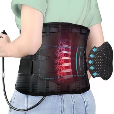 Lumbar Support Belt with Inflatable Pad Relieve Waist Pain Dual Adjustable