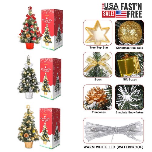 18" Tabletop Christmas Tree for Dining Table Xmas Tree Star Decor Mini Pine Tree - Picture 11 of 15