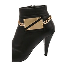 Women Gold Metal Chain Boot Bracelet Shoe Triangles Charm Bling Pendant Anklet