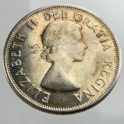 1958 Dot Canada 50 Cents Half Dollar KM# 53 Circulated Coin Z633