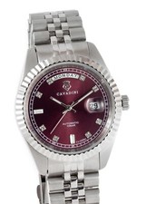 CAVADINI Automatik Miyota 8285 Herrenuhr Leonardo CV-335NJ Edelstahl Stahl-rot
