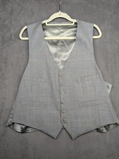 Vtg Vest Mens L/XL Waistcoat Gray Plaid Pockets