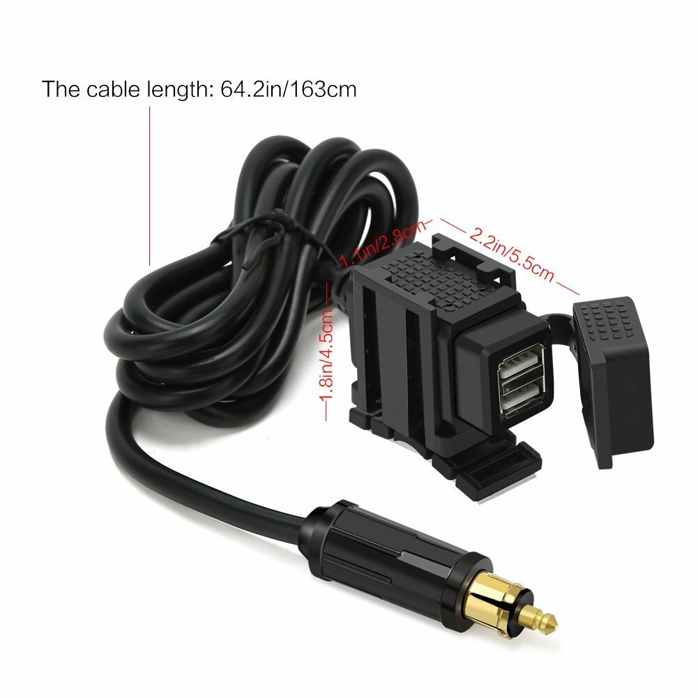 Waterproof 12V Dual USB Charger For Motorcycles - Fits B-W Bikes, Easy DIN Plug Installation