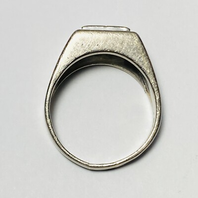 Vintage 18K White Gold 0.39ctw Diamond Size 8 Men's Signet Pinky