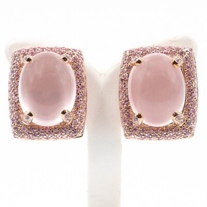Authentic 84.60ctSapphire and Rose Quartz 925 Sterling Sliver Earring in Rose Gold Plated