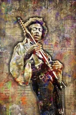 Jimi Hendrix 12x18in Poster, Jimi Hendrix Guitar Tribute Print Free Shipping US