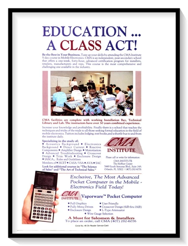 CMA Institute Casio Vaporware Pocket Computer Vintage 1991 Magazine Ad