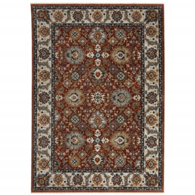 1.8m X 2.7m Rot Blau Elfenbein Gold und Marine Orientalisch Power Webstuhl Fleck