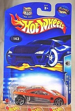 2003 Hot Wheels #143 Track Aces 2/10 HW PROTOTYPE 12 Orange w/Chrome Pr5 Spokes