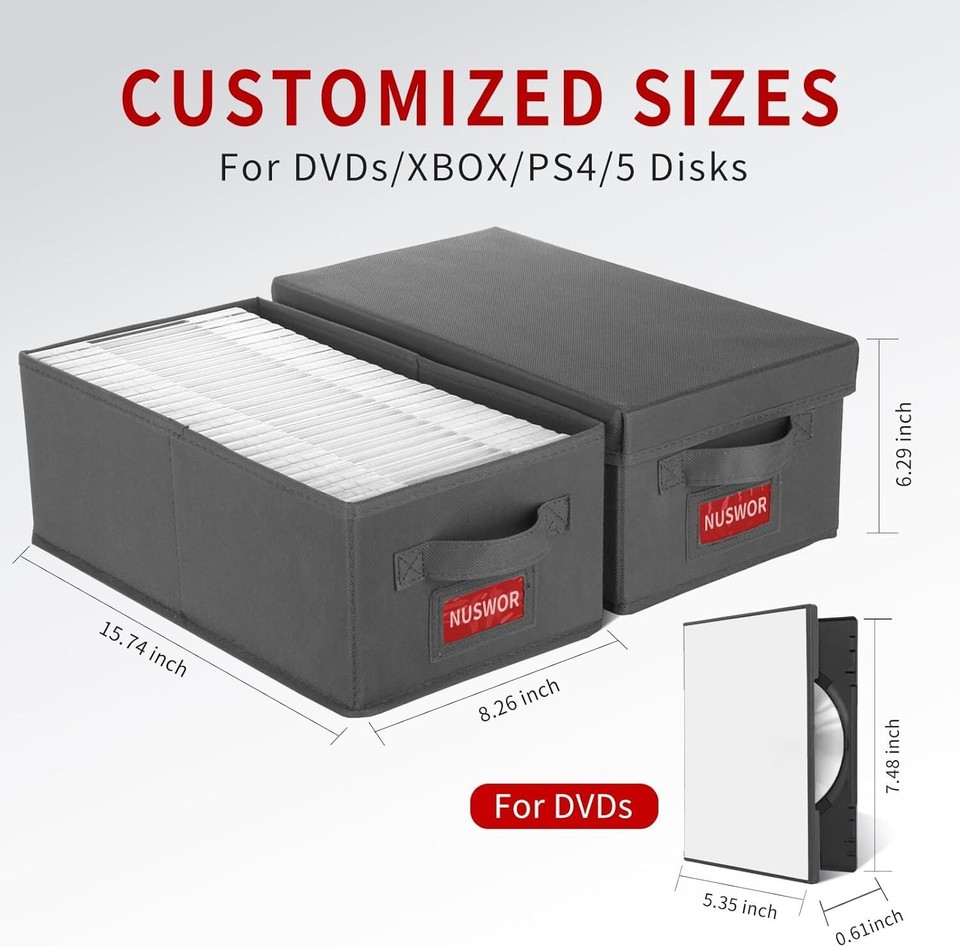 DVD Storage Box Stackable DVD Case Holder Organizer DVD Storage