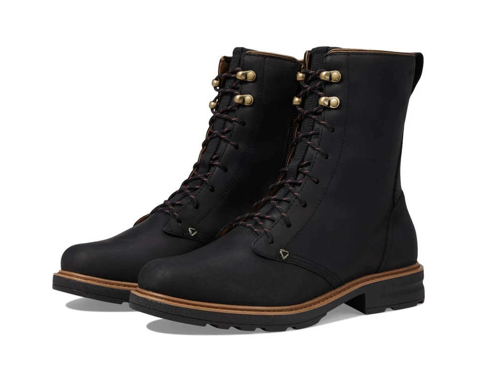 TEVA Women's Rowena Lace Black Leather Waterproof Boots 2378 Size 8 - Imagem 2 de 4