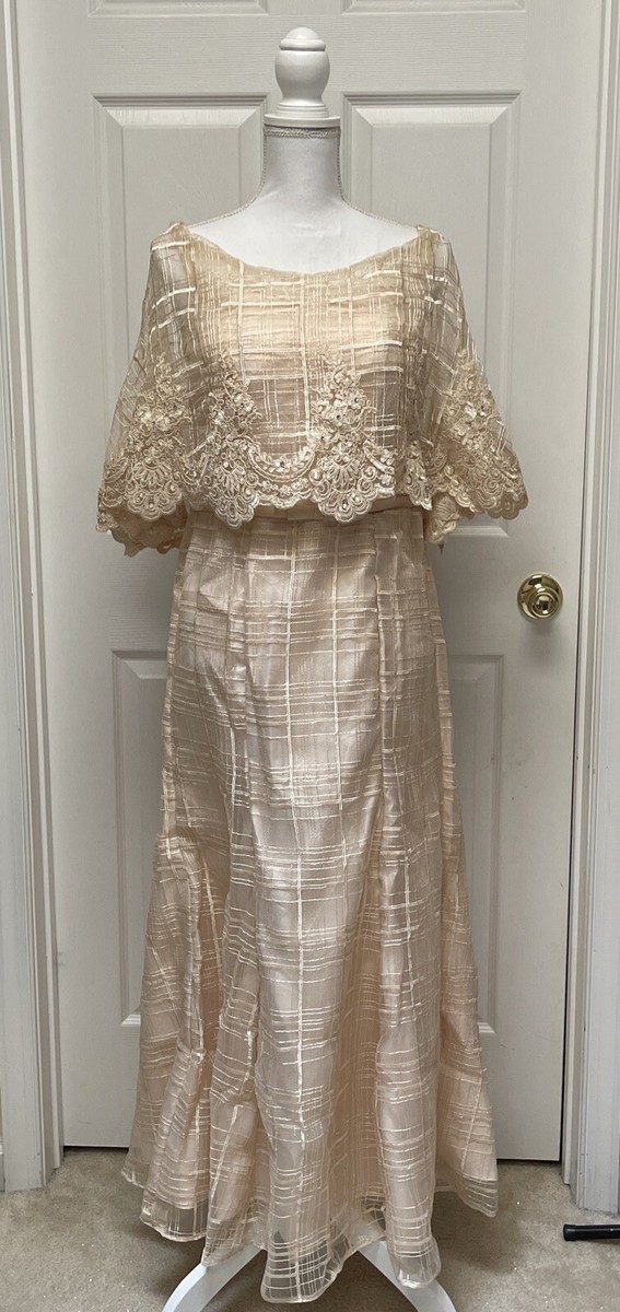 Filipiniana Gown Beige Gown For Principal Sponsors Filipiniana Embroidered  Dress With Attached Alampay Womens Large