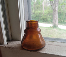 CARTER'S 1897 MADE IN U.S.A. AMBER HAND BLOWN CONE INK BOTTLE REAL NICE