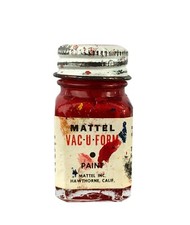 Original Vintage Mattel Toymakers Vac-u-Form Red Paint in Glass Bottle Display
