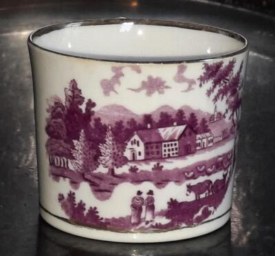 Georgian Job Ridgway fein handbemalt Chip Landschaft Szene Kaffeedose C 1790+