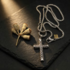 David Yurman Chevron Cross Black Diamond Necklace 3mm Chain 19.7+2in Drop Chain — photo 3