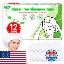 Med Shampoo Caps No Rinse Waterless Hair Washing Shower Caps 12 Packs For