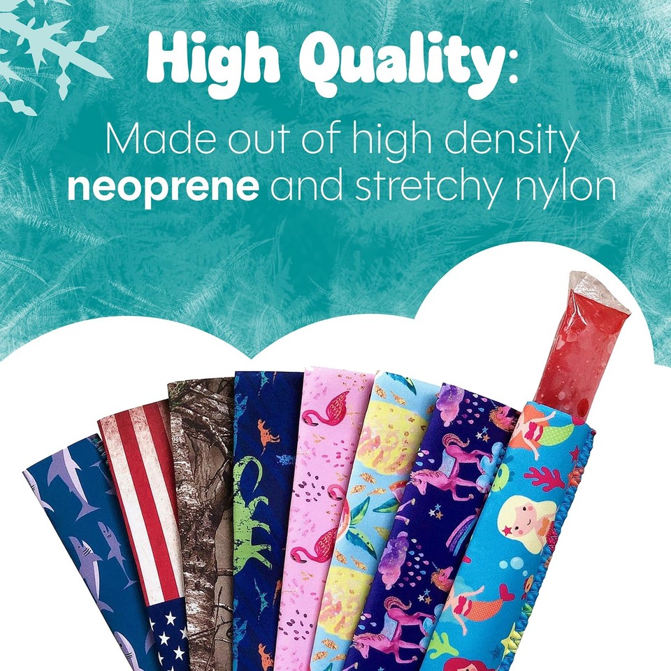 Insulating Ice Kooleez Ice Pop Sleeves, Insulated Neoprene Sleeve for Freezer Pop/Ice ...
